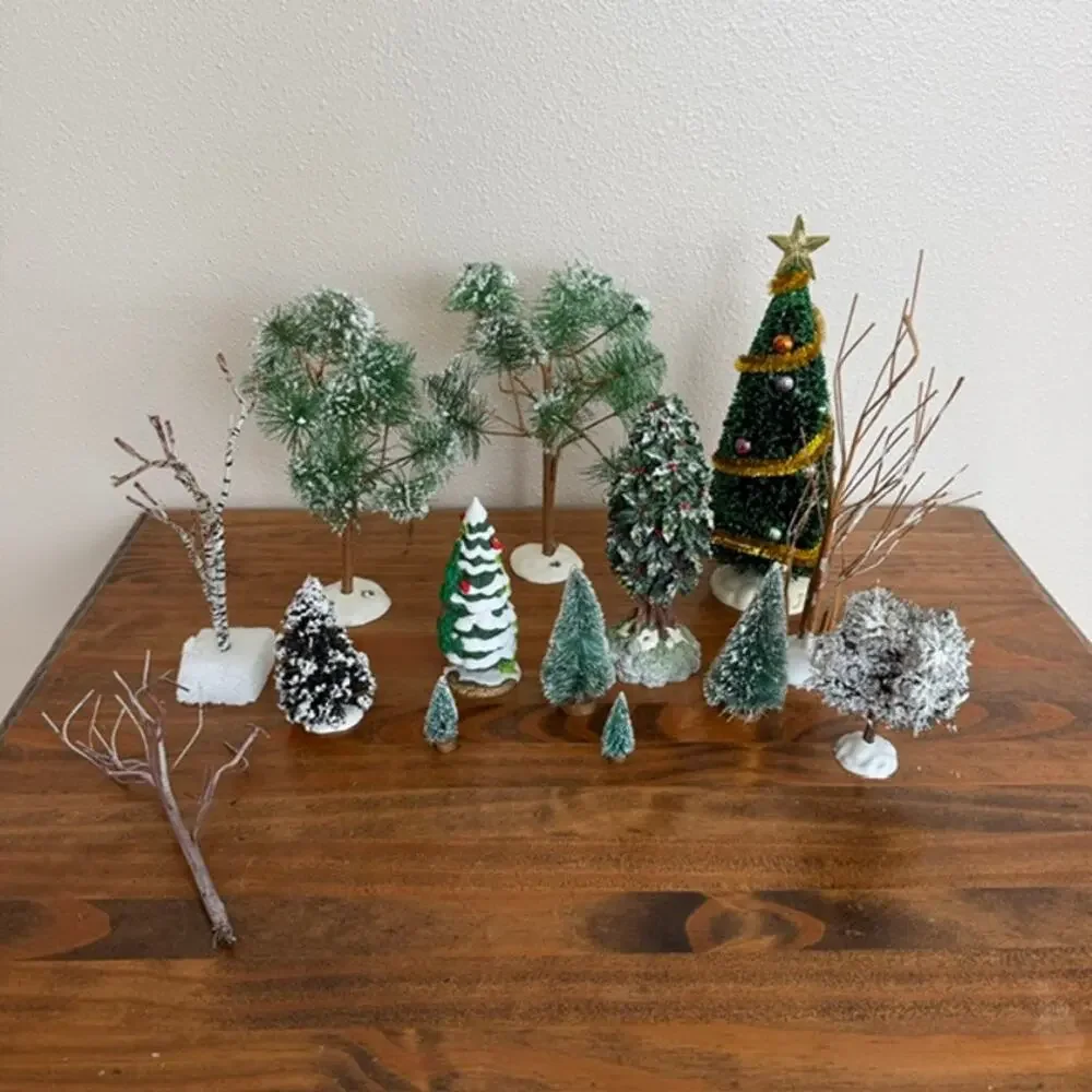 Misc Mixed Lot of Christmas Village Trees - Some Department 56 and Lemax